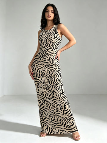 TripBelle Geometric Midi Slip Dress with City Energy
