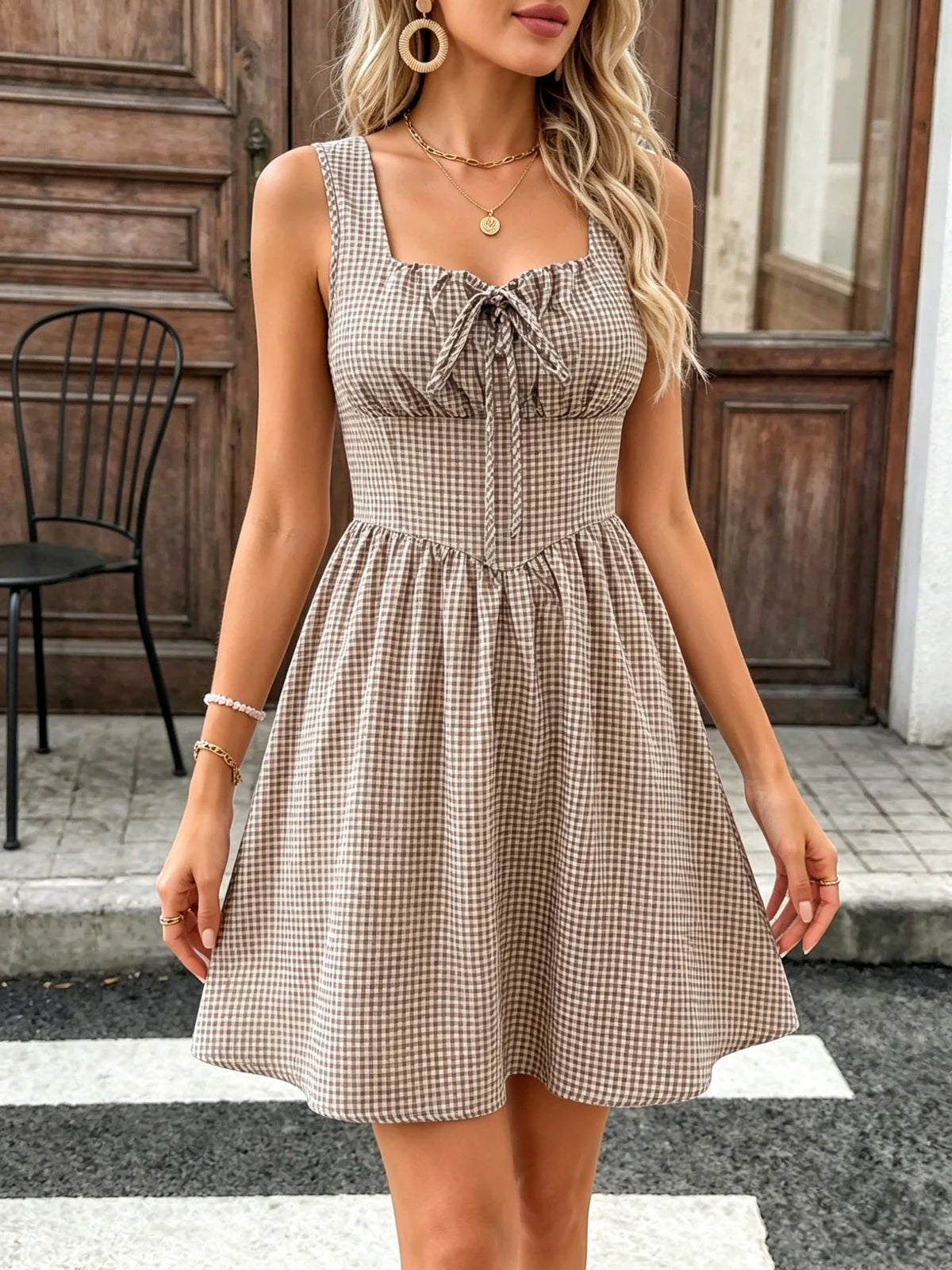 TripBelle Square-Neck Sundress with a Getaway Tie