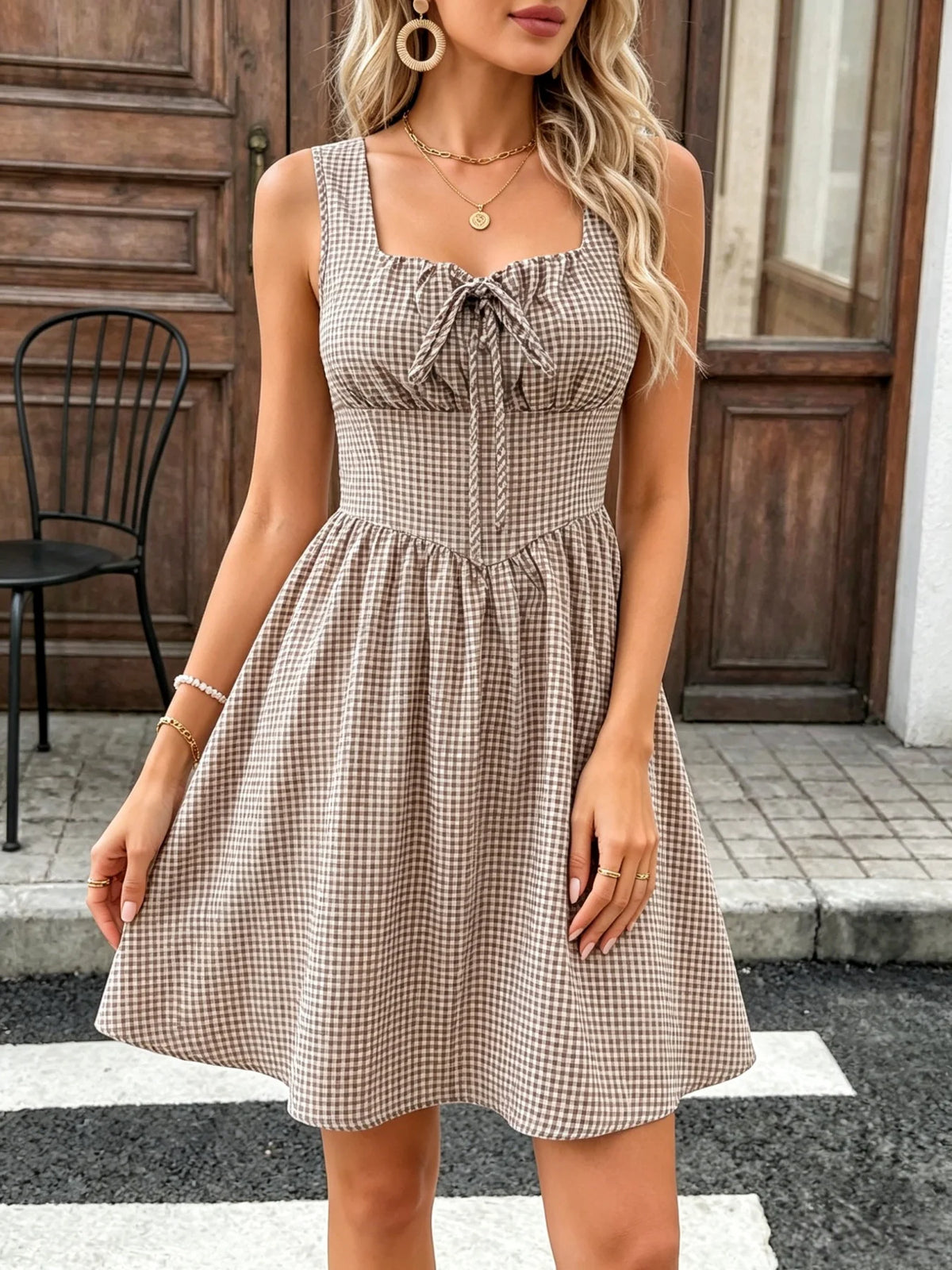 TripBelle Square-Neck Sundress with a Getaway Tie