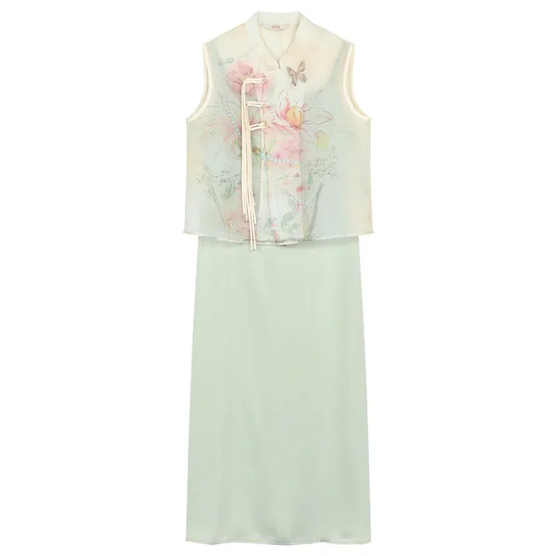 TripBelle Floral Maxi Dress with an Artful Hem